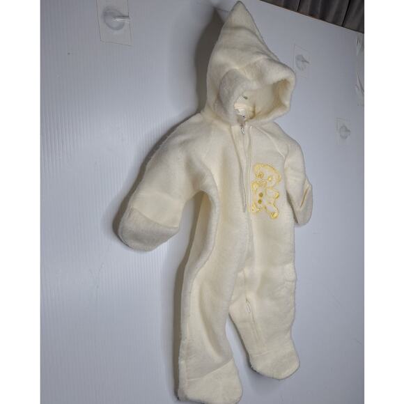 Vintage Quiltex Gnome Hooded Sleeper Fleece Zippie Teddy Bear Bunting Retro - Picture 6 of 13